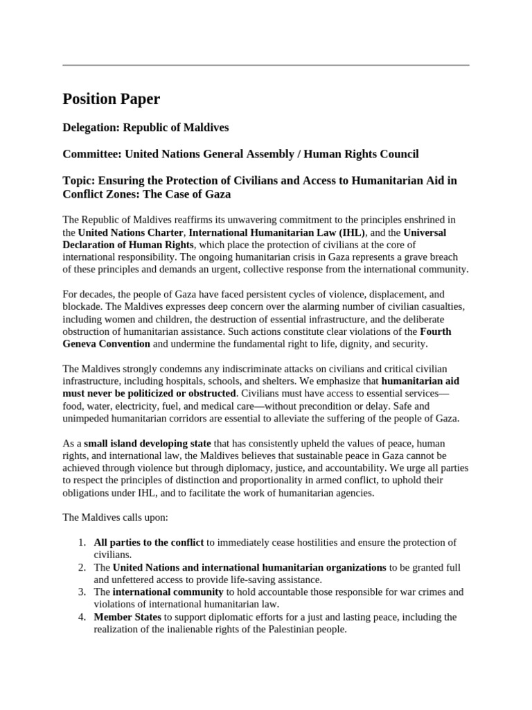 Position Paper | PDF | Humanitarian Aid | Gaza Strip
