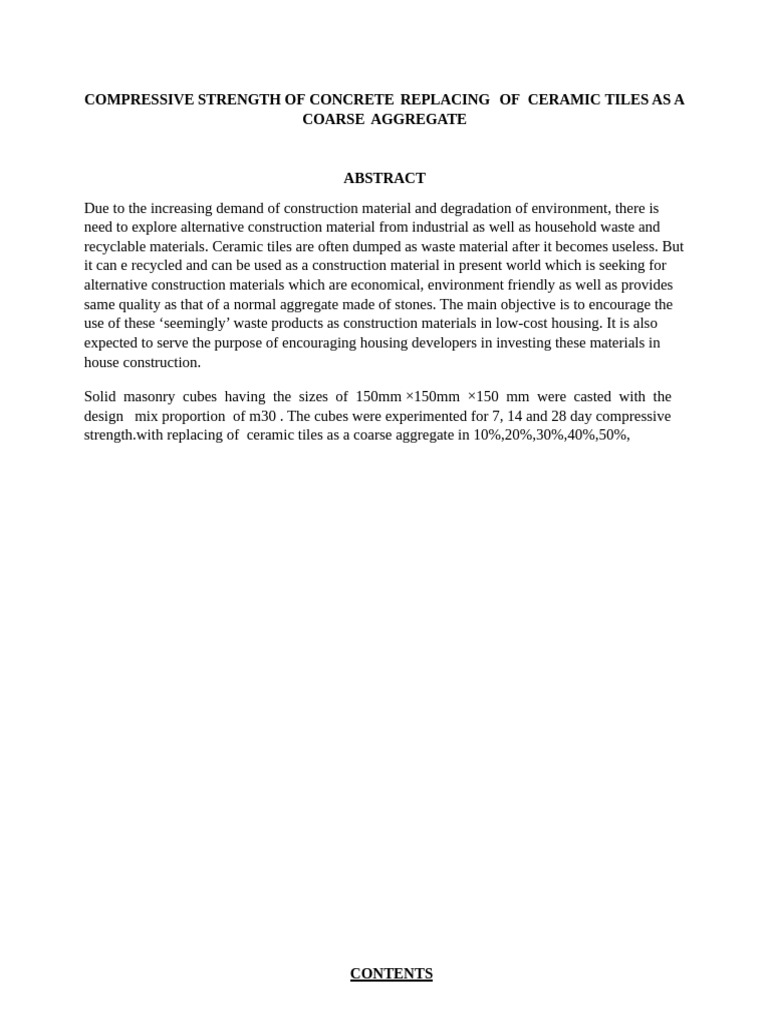 Compressive Strength of Concrete Replacing of Ceramic Tiles As A Coarse ...