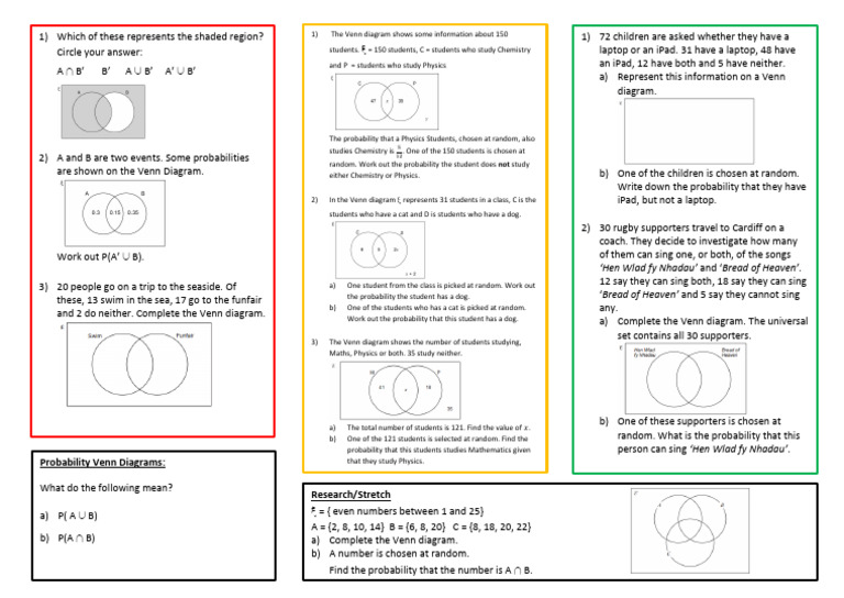Probability Venn Diagrams (H) GCSEQ | PDF | Mathematics | Conceptual Model