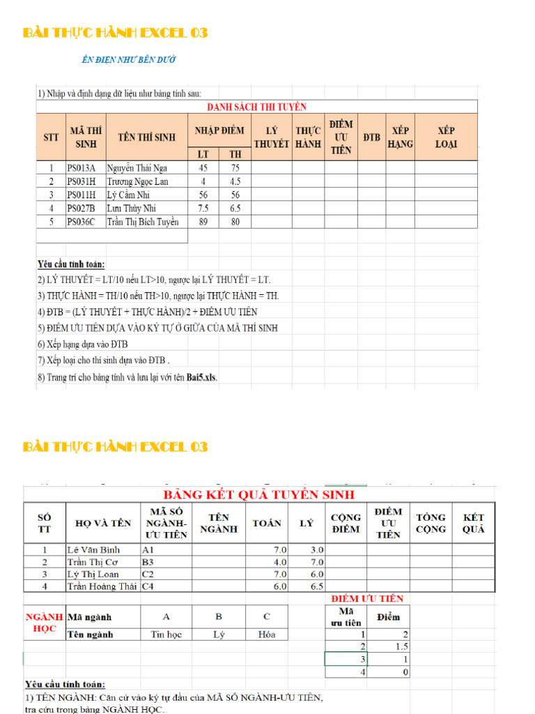 Bai Tap Excel 03 | PDF