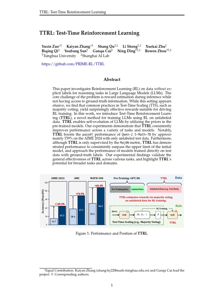 (TTRL) Test-Time Reinforcement Learning | PDF | Machine Learning ...