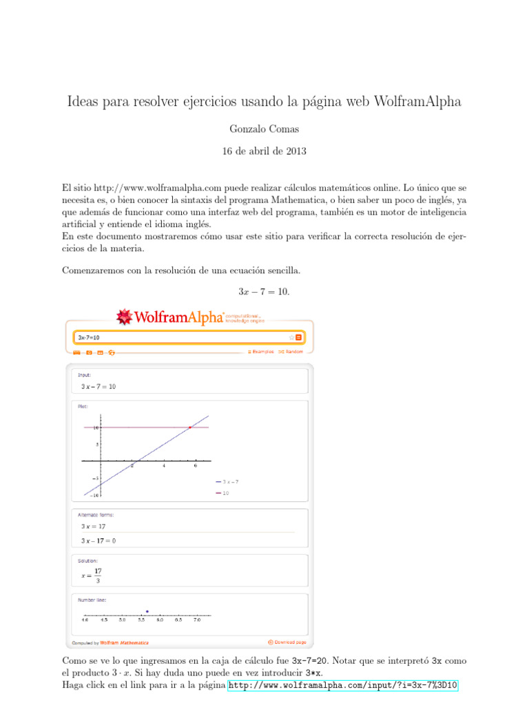 Resolver Ejercicios Usando Wolframalpha | PDF | Ecuaciones | Análisis ...