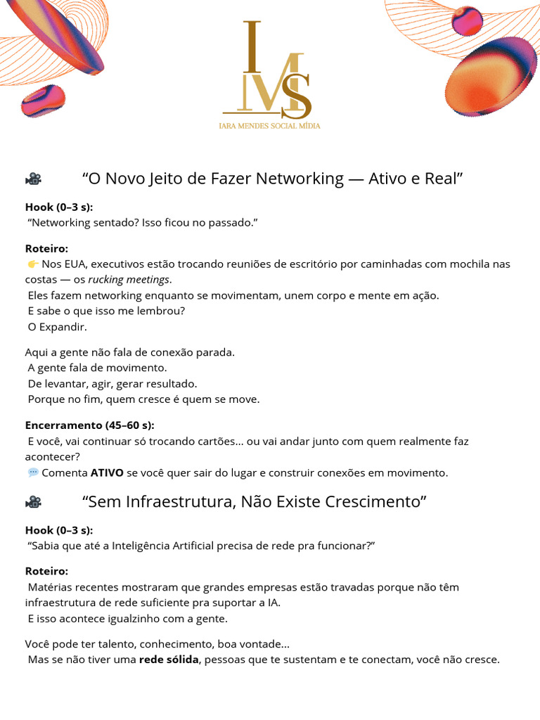 "O Novo Jeito de Fazer Networking - Ativo e Real": Hook (0-3 S) | PDF