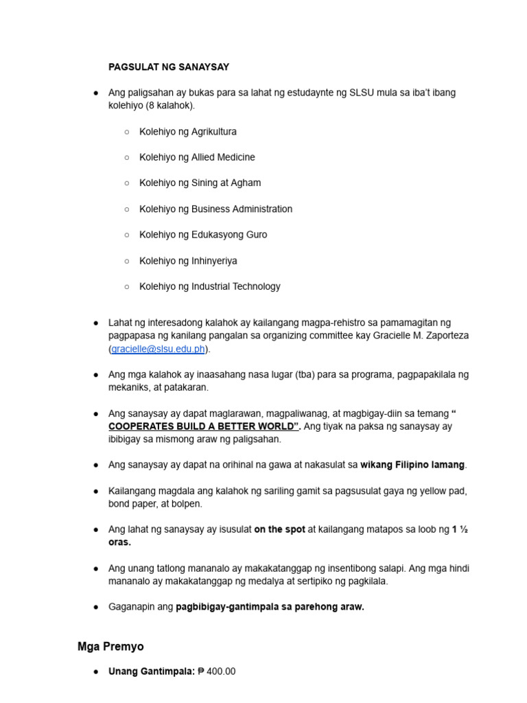 Pagsulat Ng Sanaysay | PDF