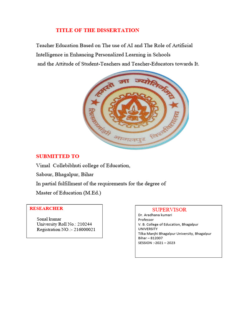 Desertation Frunt Page | PDF