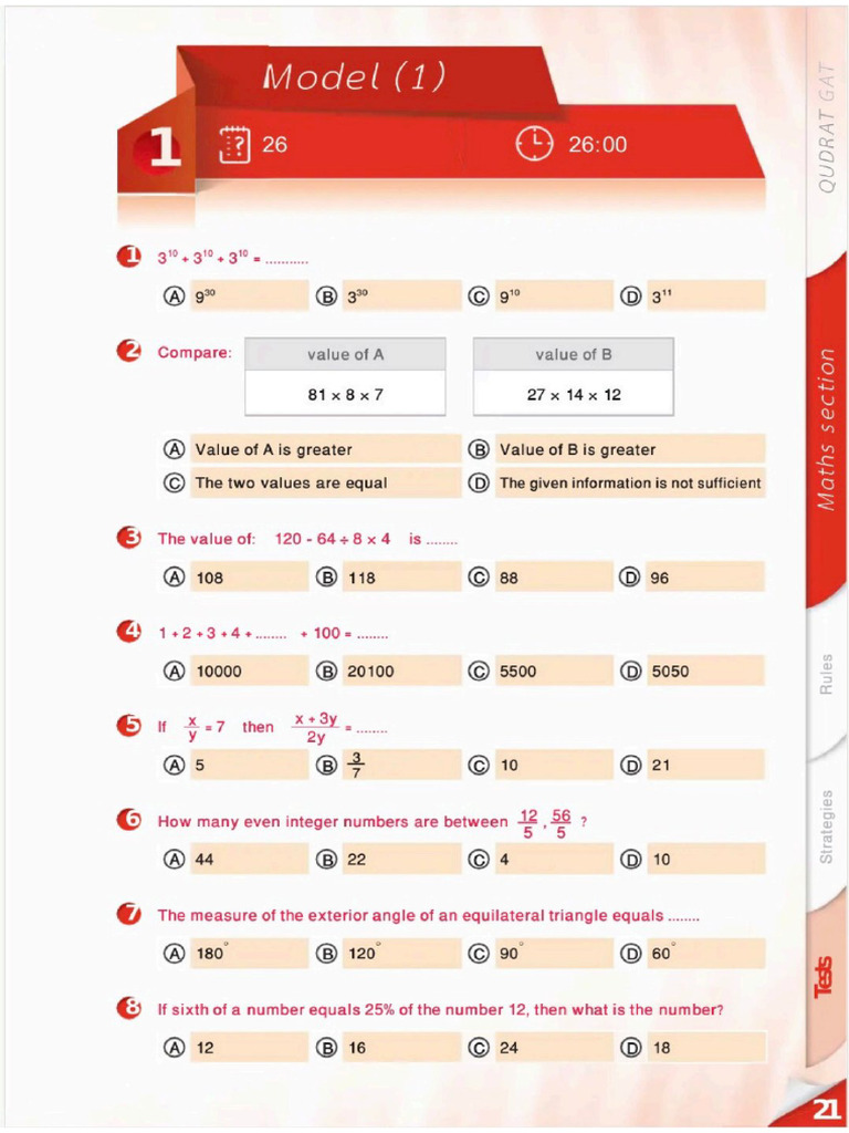 Maths GAT Models | PDF