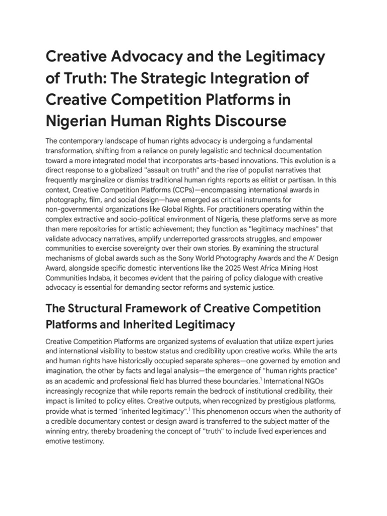 Creative Advocacy For Human Rights | PDF