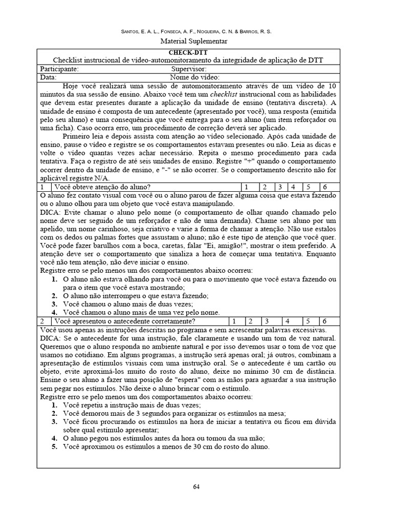 Check List DTT | PDF