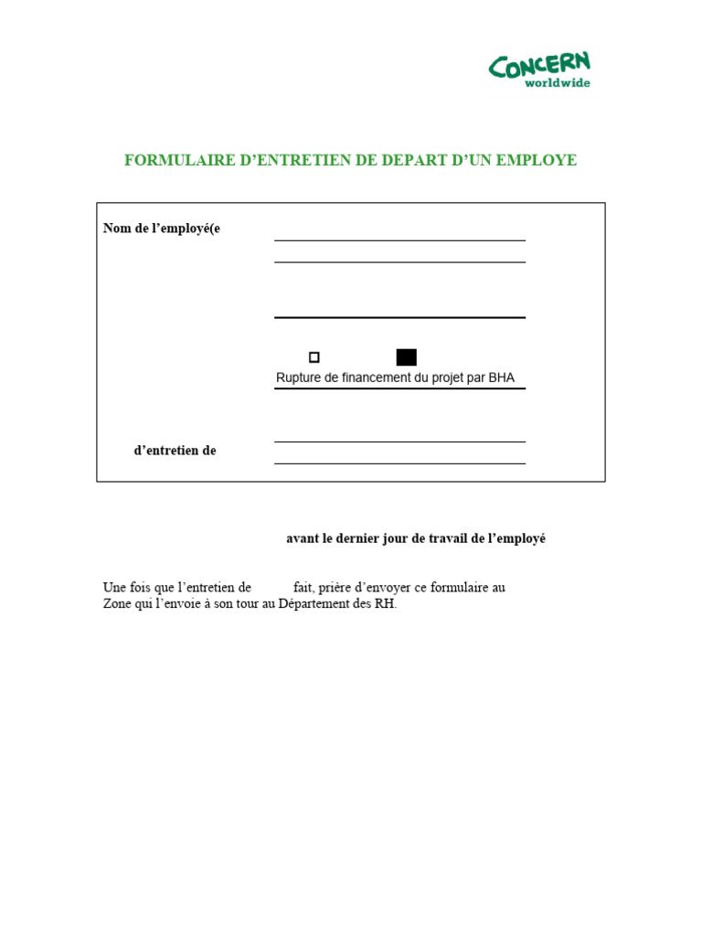 Formulaire D'entretien de Dã©part D'un Staff Tresor Natani Isse | PDF