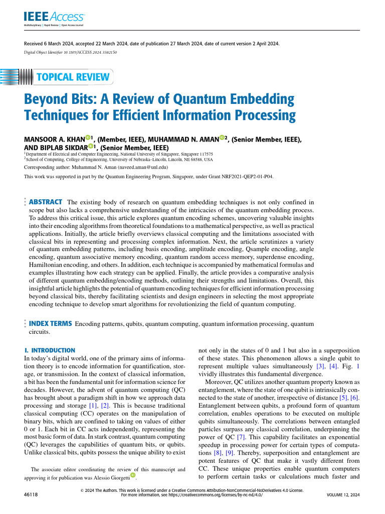 Beyond Bits A Review of Quantum Embedding Techniques For Efficient ...