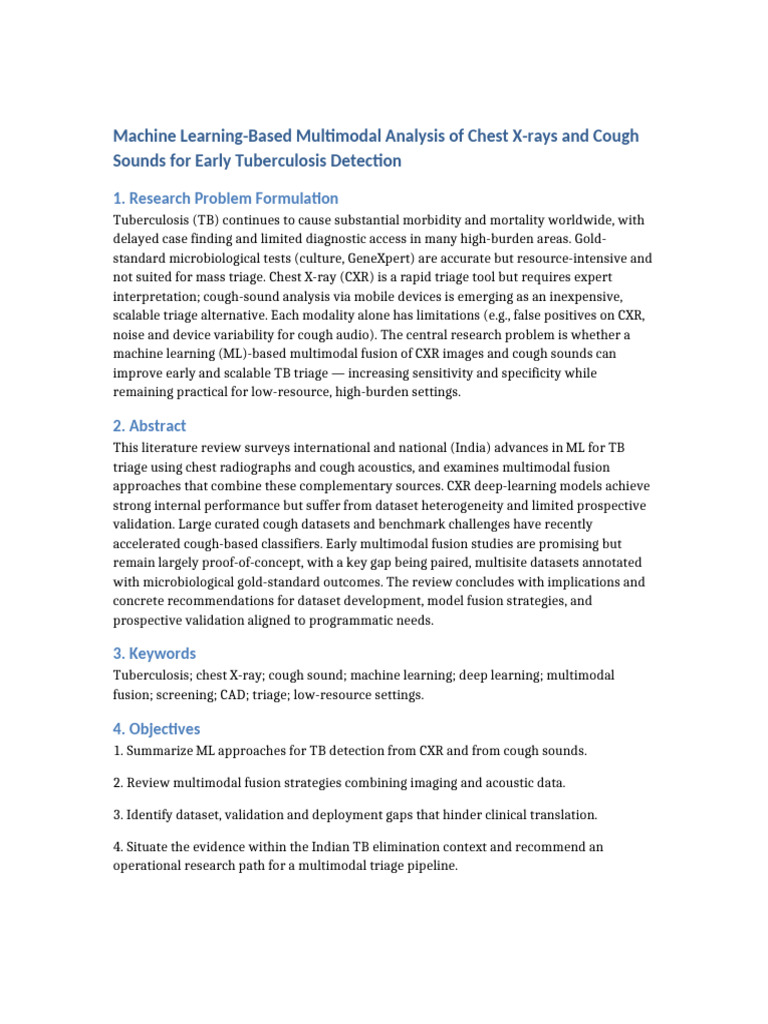 Literature Review TB Multimodal | PDF | Tuberculosis | Deep Learning