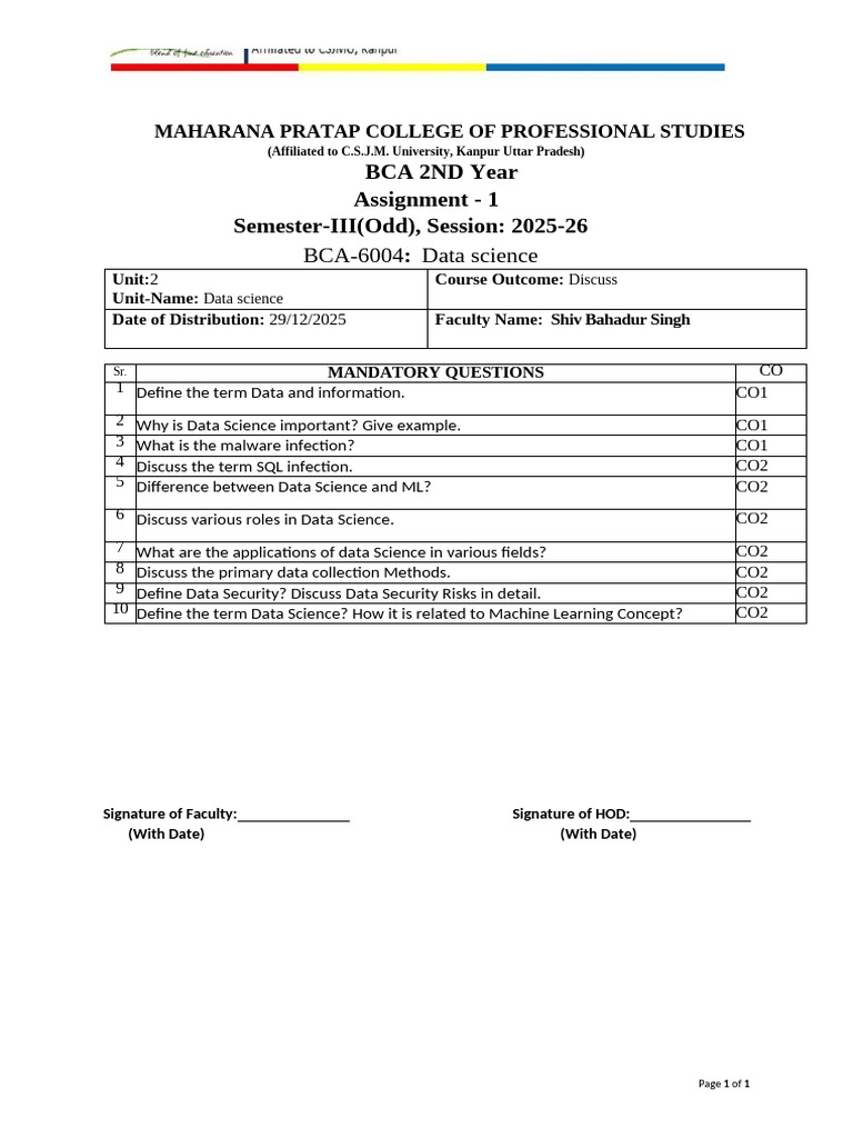 BCA 6004 Assignment 1 | PDF