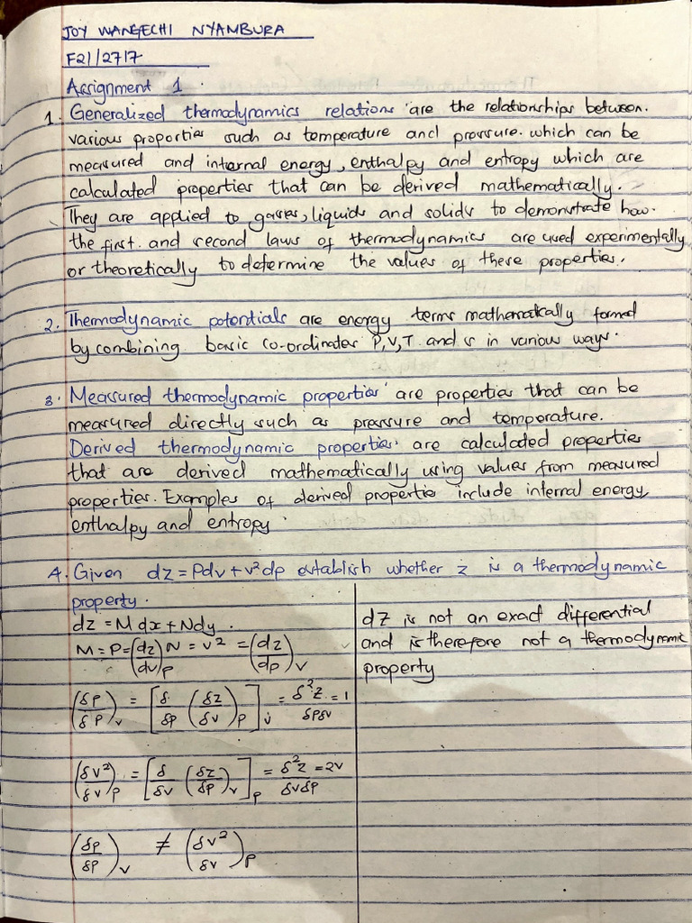 Thermodynamics Assg 1 | PDF
