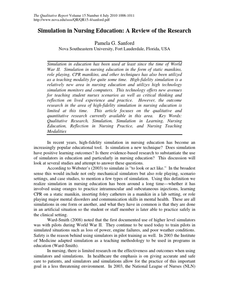 Simulation in Nursing Education: A Review of The Research: Pamela G ...
