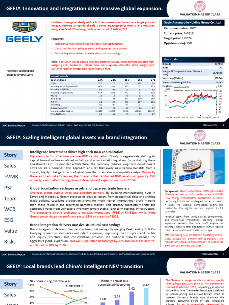 Geely - Valuation Master Class | PDF | Supply Chain | Economies