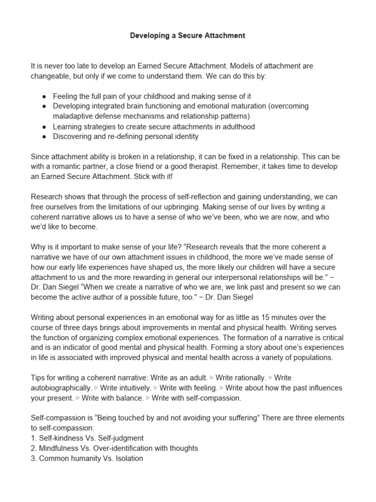 Developing A Secure Attachment | PDF | Attachment Theory ...