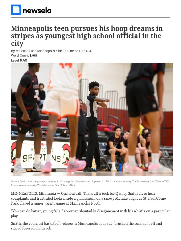 Minneapolis Teen Referee Dreams 2001054883 Article Only | PDF