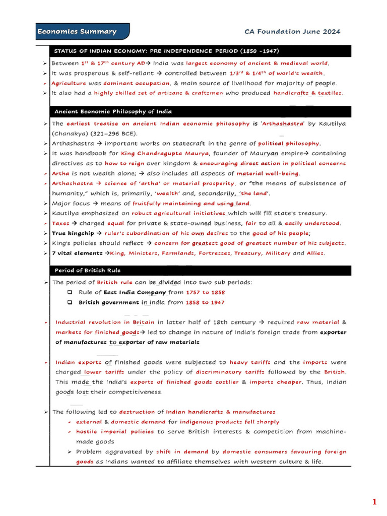 Indian Economy Notes | PDF