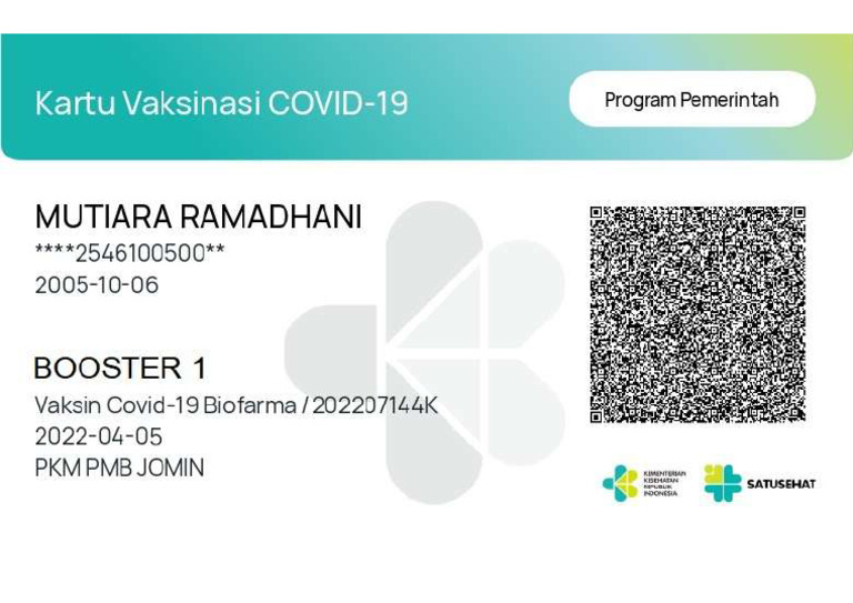 Vaccine Certificate Booster 1 Mutiara Ramadhani 432 | PDF