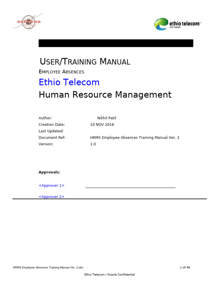 HRMS Employee Absences Training Manual Ver. 2 | PDF | Sick Leave ...