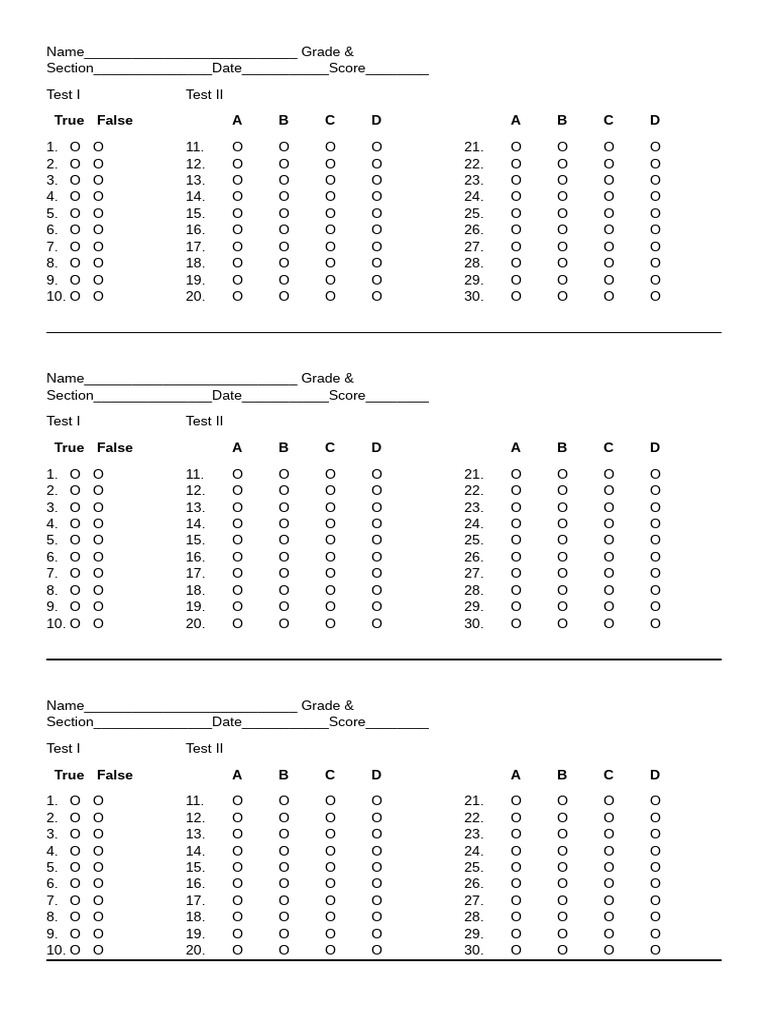 Answer Sheet | PDF