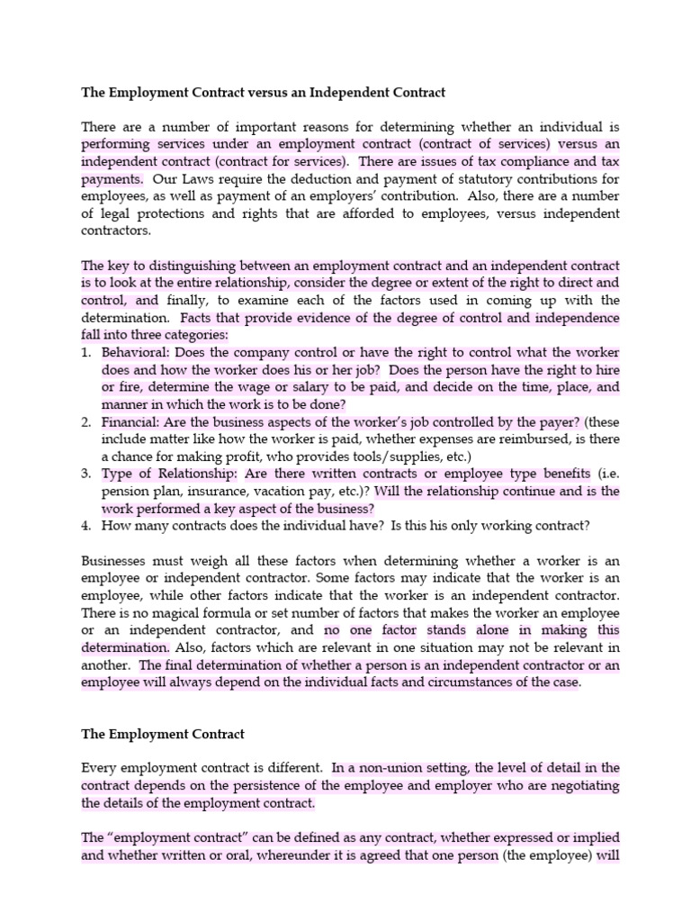 The Employment Contract | PDF | Employment | Labour Law