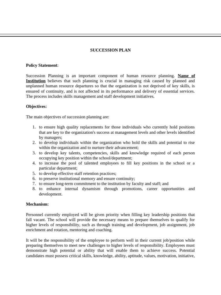IVB - Library Staff Succession Plan | PDF | Mentorship | Organizational ...