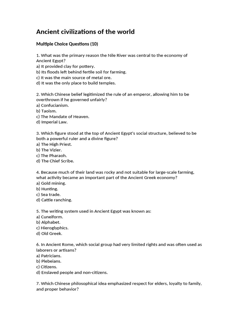 Ancient Civilizations of The World | PDF | Ancient Egypt | Citizenship