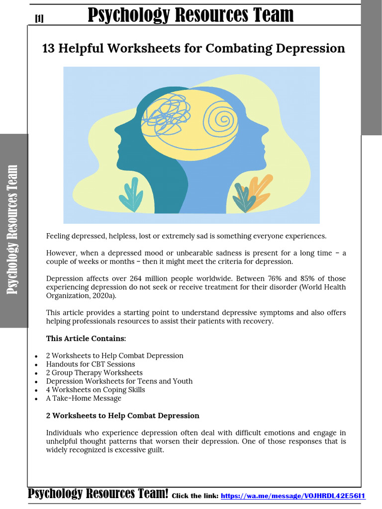 13 Helpful Worksheets For Combating Depression | PDF | Major Depressive ...