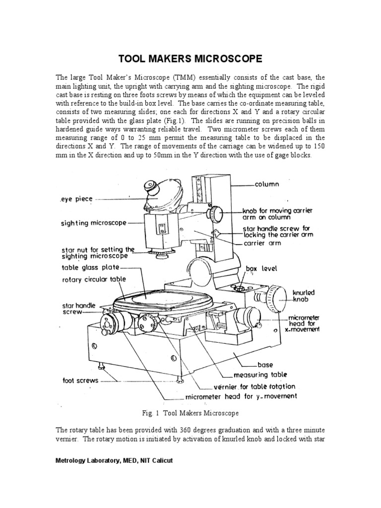 Tool Maker's Microscope Overview | PDF | Screw | Cartesian Coordinate ...