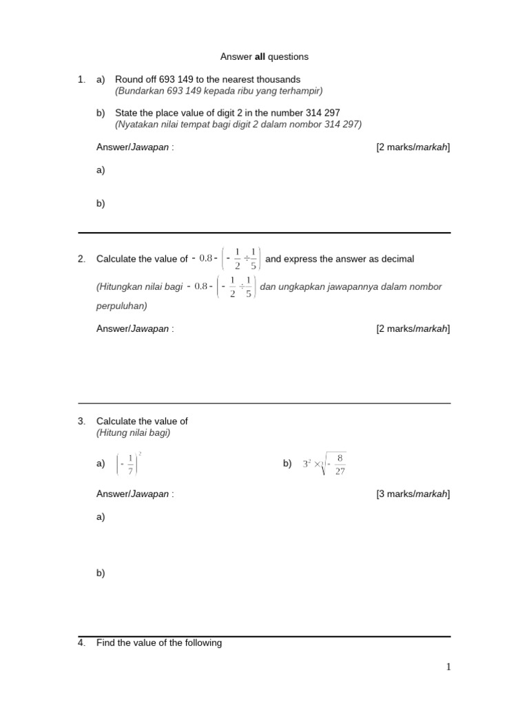Math Form 2 Paper 2 | PDF