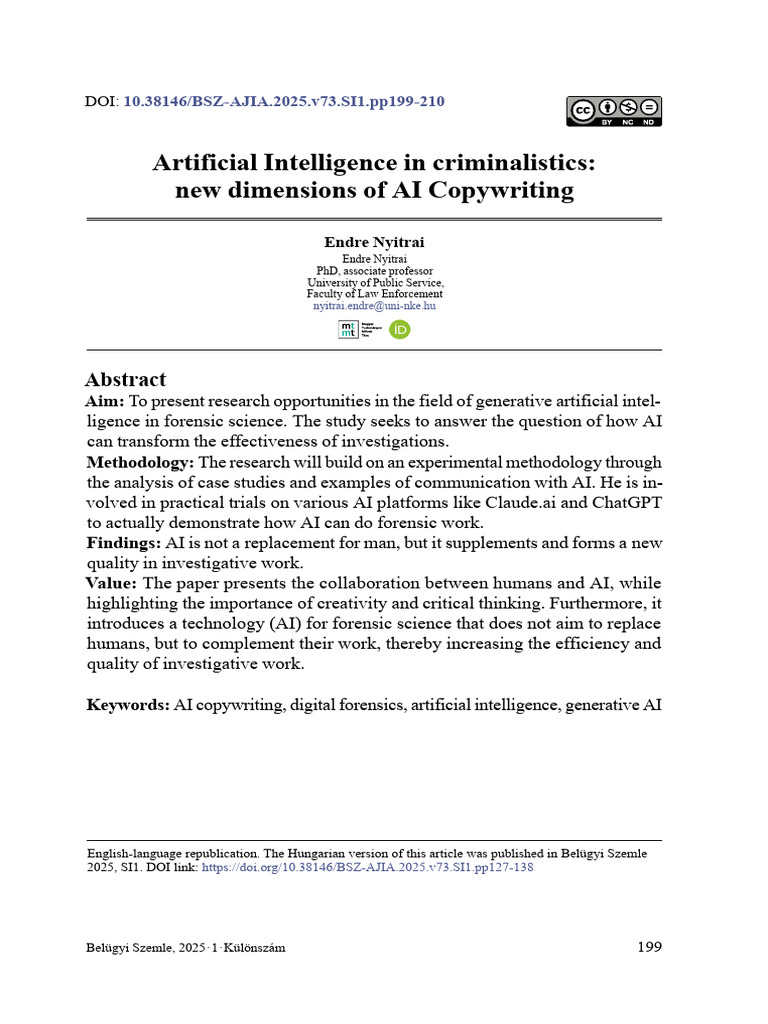 Artificial Intelligence in Criminalistics New Dime | PDF | Artificial ...