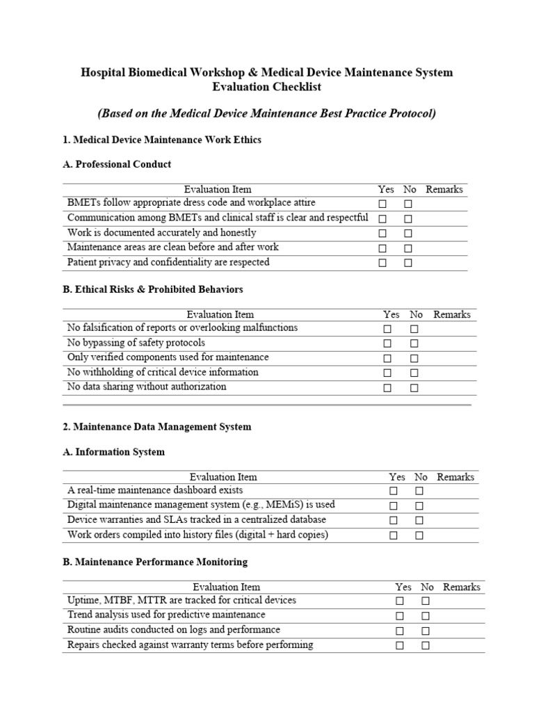 Hospital Biomedical Workshop | PDF | Medical Device | Evaluation