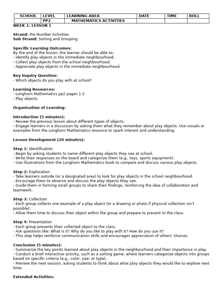 Pp2 t1 Math Lesson Plans | PDF | Learning | Shape