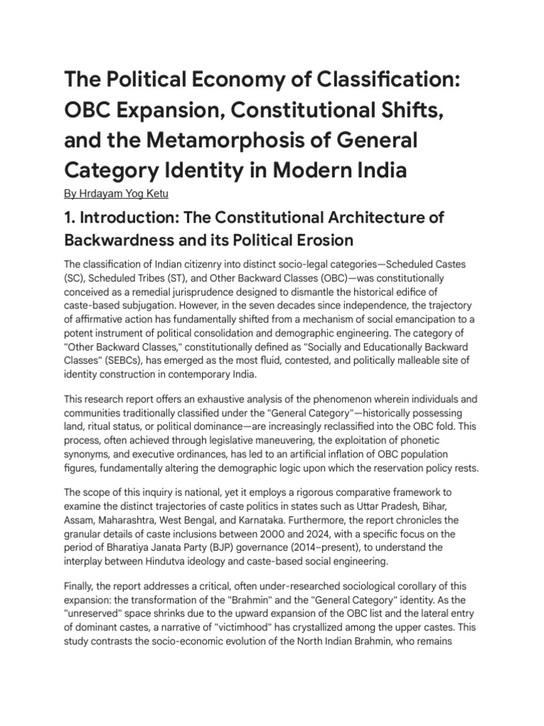 Caste Politics_ Centre-State OBC Discrepancies | PDF | Politics Of ...
