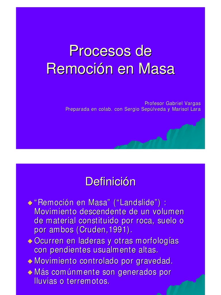 Clase Remociones en Masa | PDF | Movimiento (física) | Roca (geología)