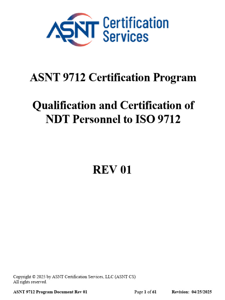 9712 Program Document | PDF | Nondestructive Testing