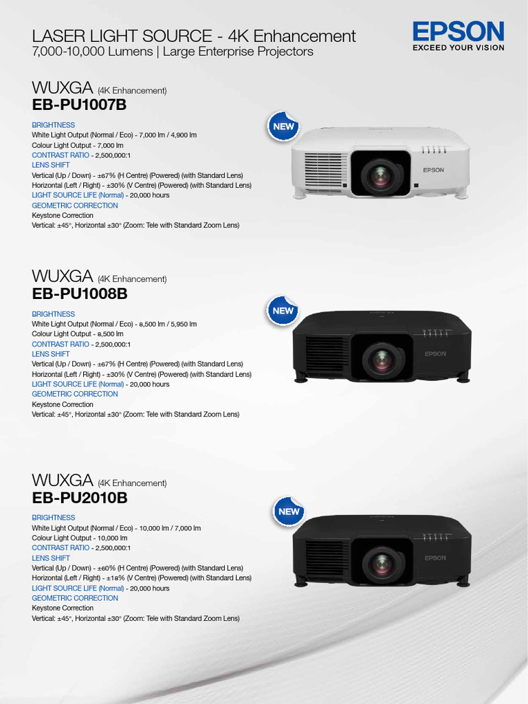 Epson VI (EMP) Range Booklet | PDF | Film And Video Technology | Light