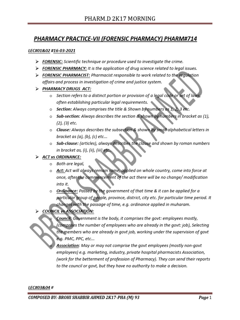 Forensic Pharmacy Pharm D | PDF | Medical Prescription | Pharmacy