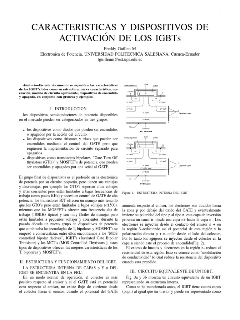 Caracteristicas de Los IGBT's PDF Transistor Transistor de unión
