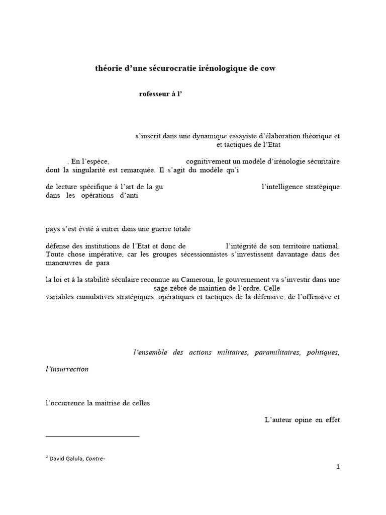 Cameroun Stratégie Tactique Contre Insurrection Sécessionniste FR | PDF ...