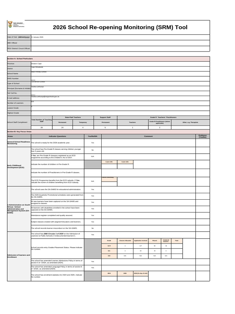 Final 2026 SRM January Monitoring Tool (Locked) | PDF | Educational ...