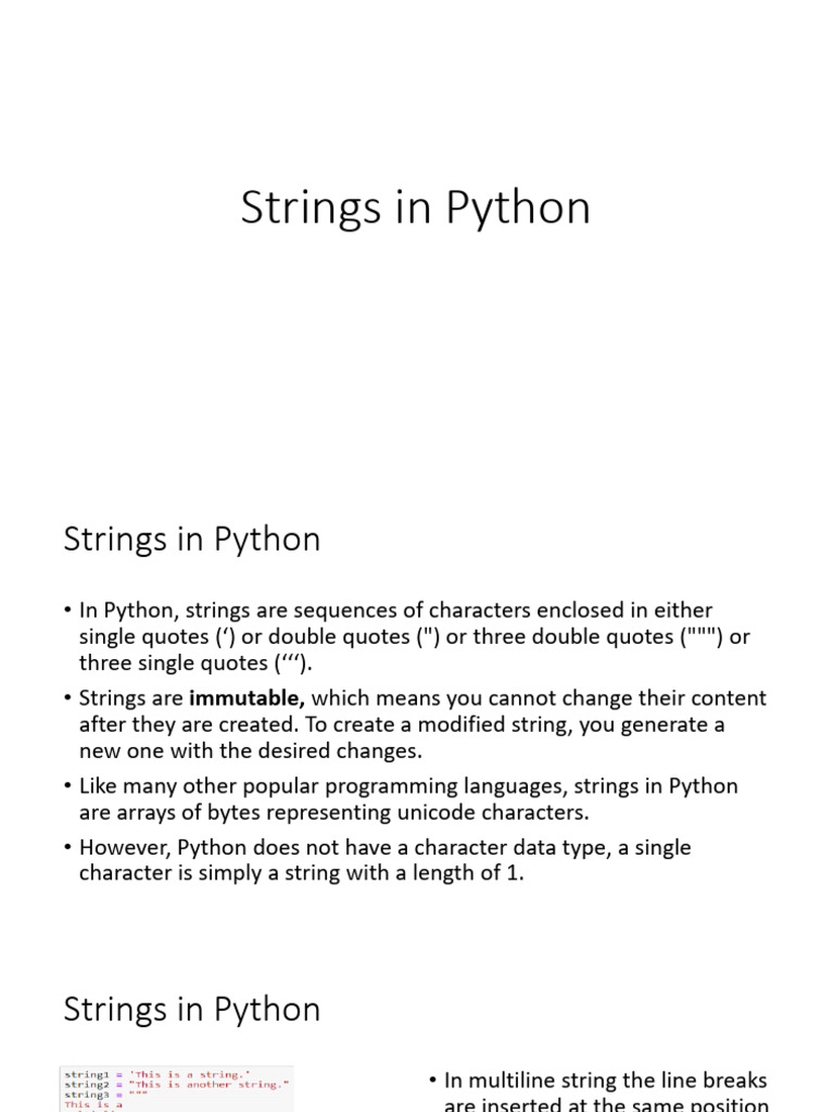 Lecture 6 Strings in Python | PDF | String (Computer Science ...
