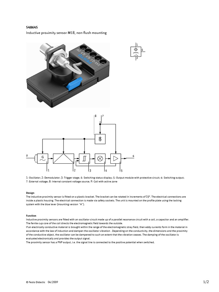 4.548645 en v2.0 Inductive Proximity Sensor M18 Non-Flush Mounting ...