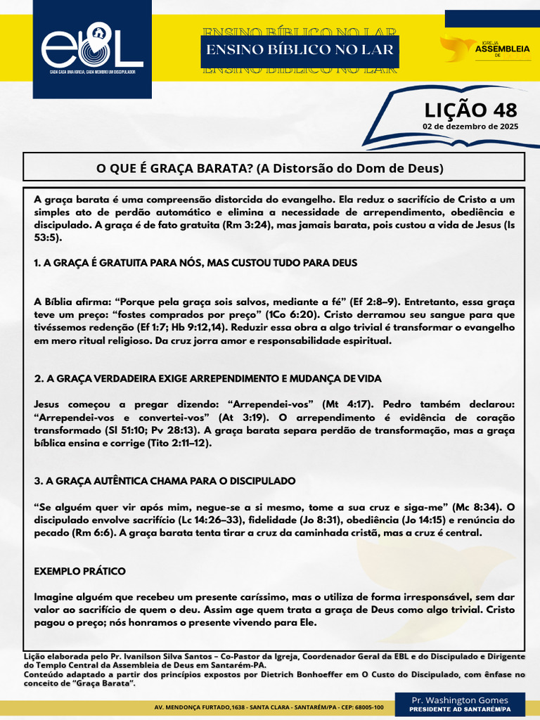 Ebl Lição Adulto - Dez 2025 | PDF | Graça no cristianismo | Pecado