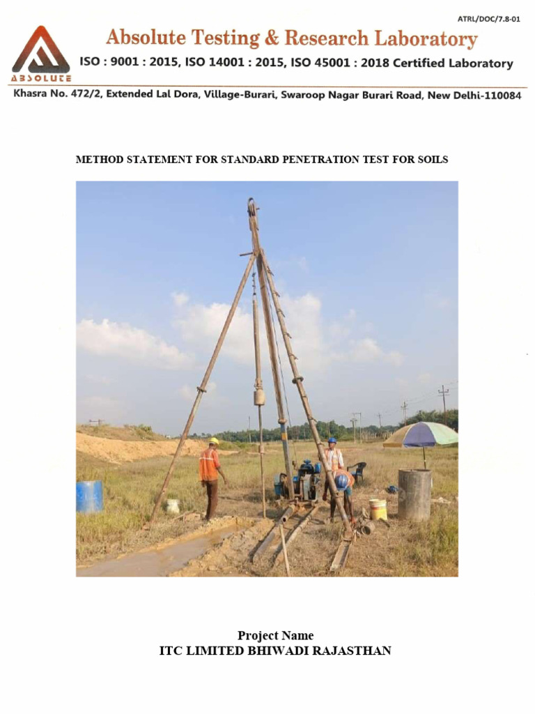 Method Statement of SPT Soil Test | PDF | Geotechnical Engineering