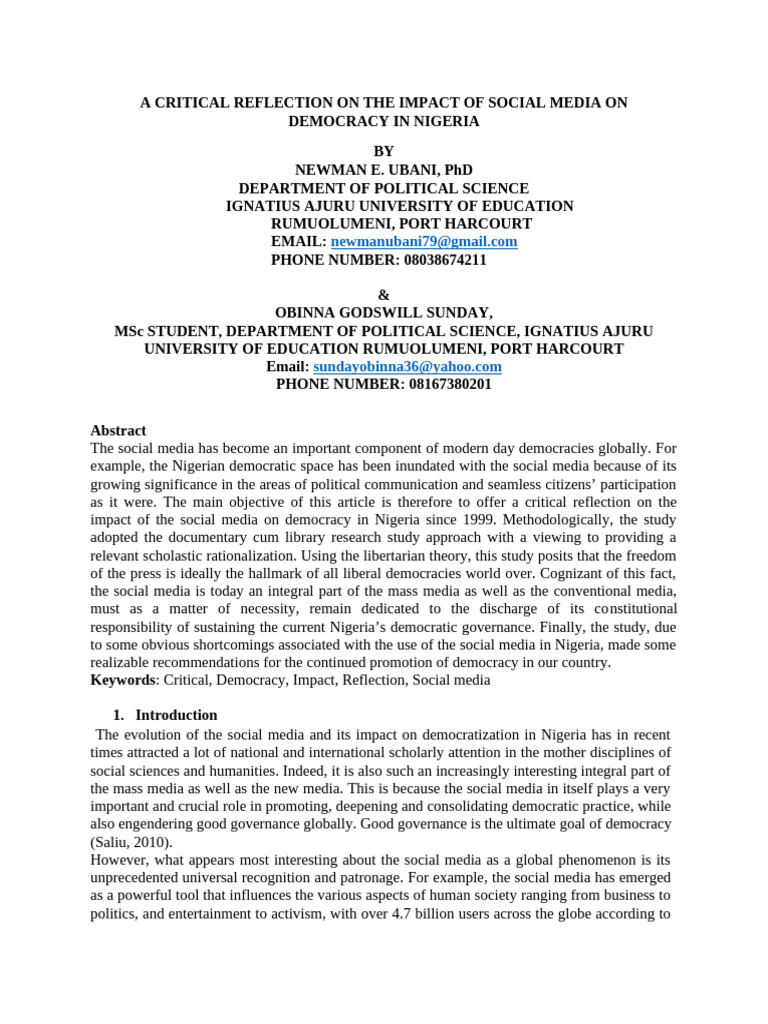 The Impact of Social Media On Democracy in Nigeria-Book Chapter - CopyH ...