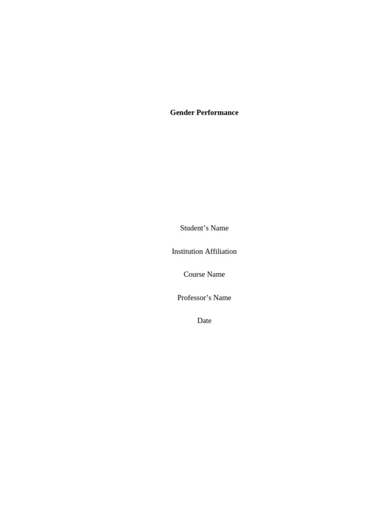 Gender Performance - Edited | PDF | Gender | Gender Studies