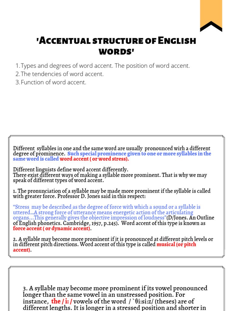 Accentual Structure of English Words | PDF | Stress (Linguistics) | Word
