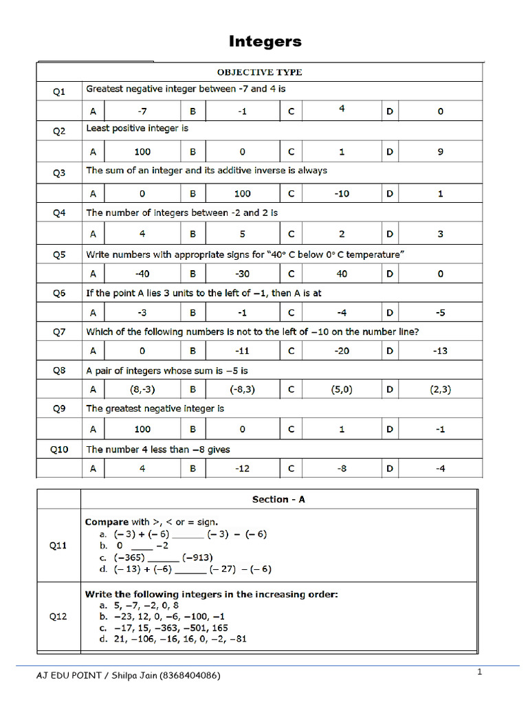Integers | PDF